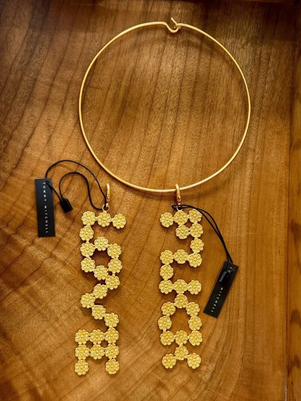 Tommy Mitchell Brass Choker Necklace LOVE&F**K Pendant Set Statement